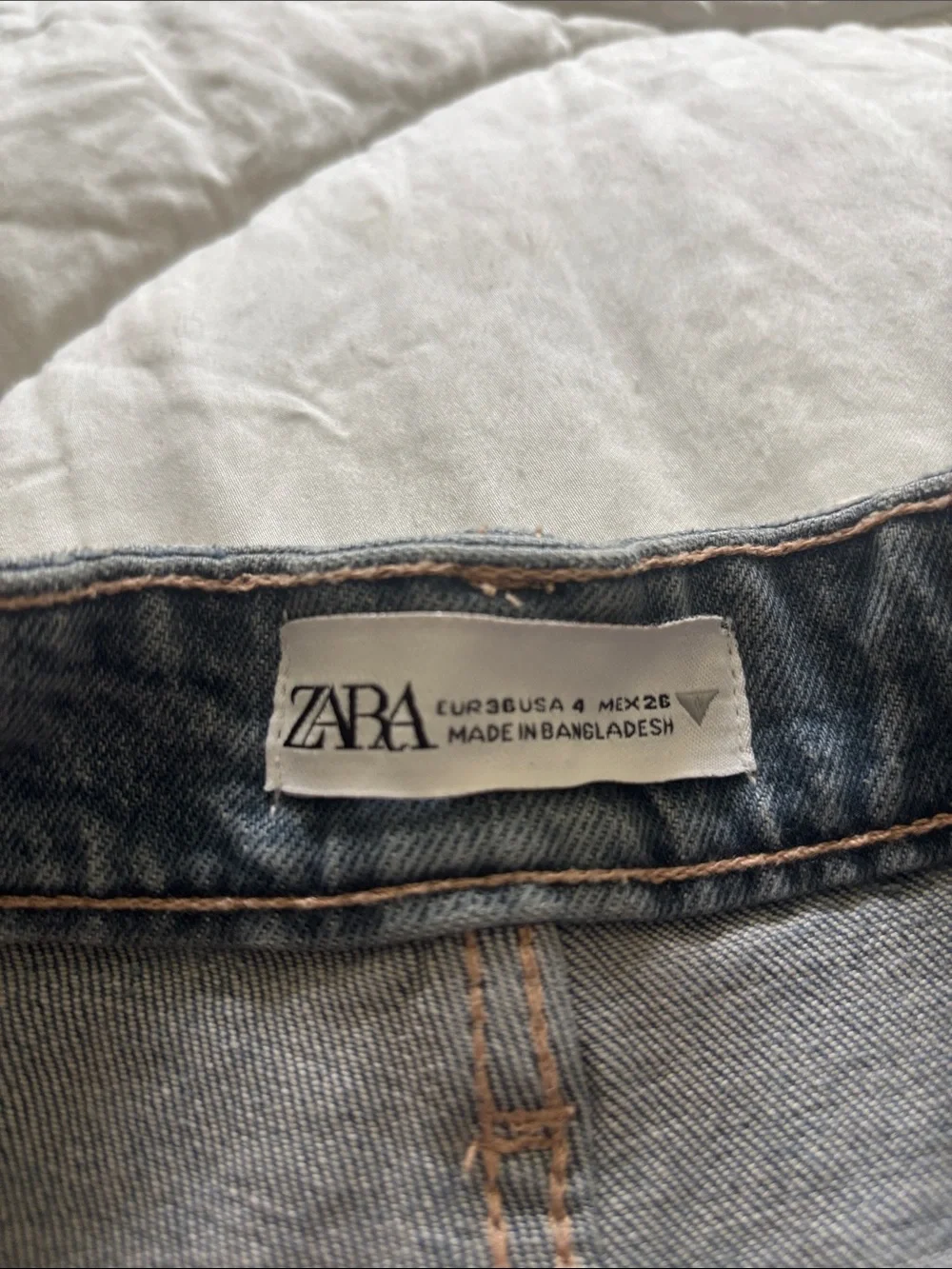 Zara Faded Blue Distressed Denim Shorts